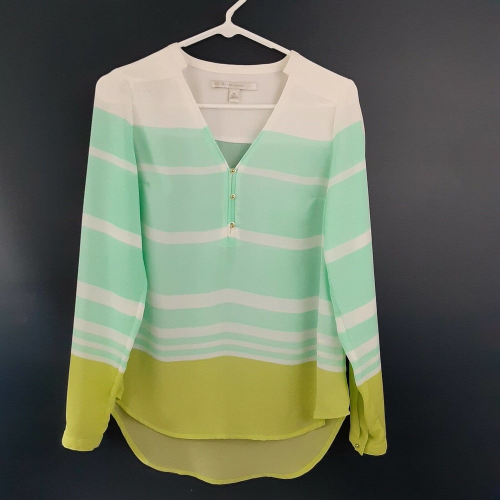 Laura Conrad Top sz XS  Beachy Stripe, Semi sheer,Classic Elegance